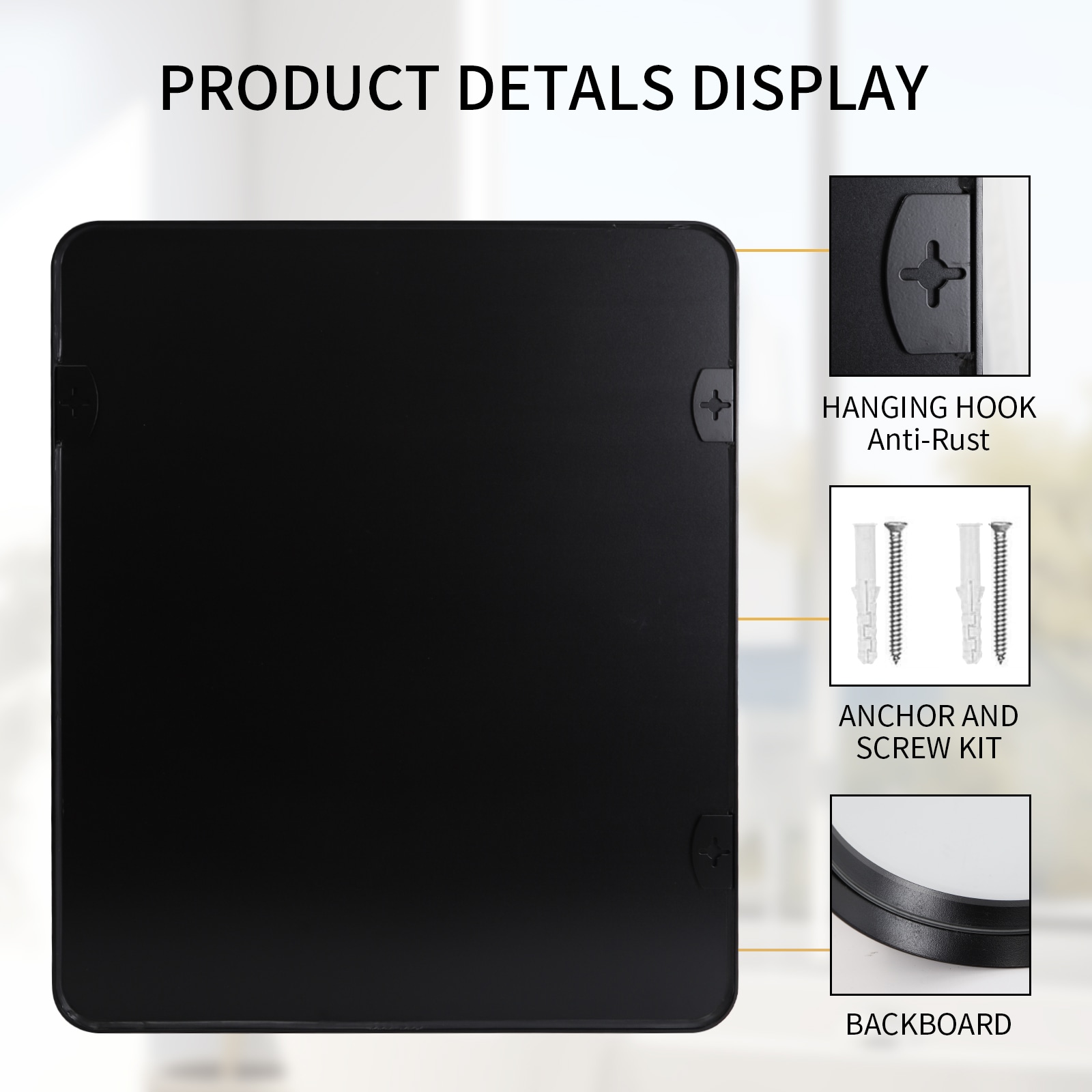 Rectangular Black Wall Mirror For Bedroom Living Room Decor_voghion.com
